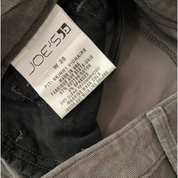 VTG Joe's Jeans Fit Skinny Vionaire Velvet Pinwale Corduroy Charcoal Size 28 - Picture 6 of 12